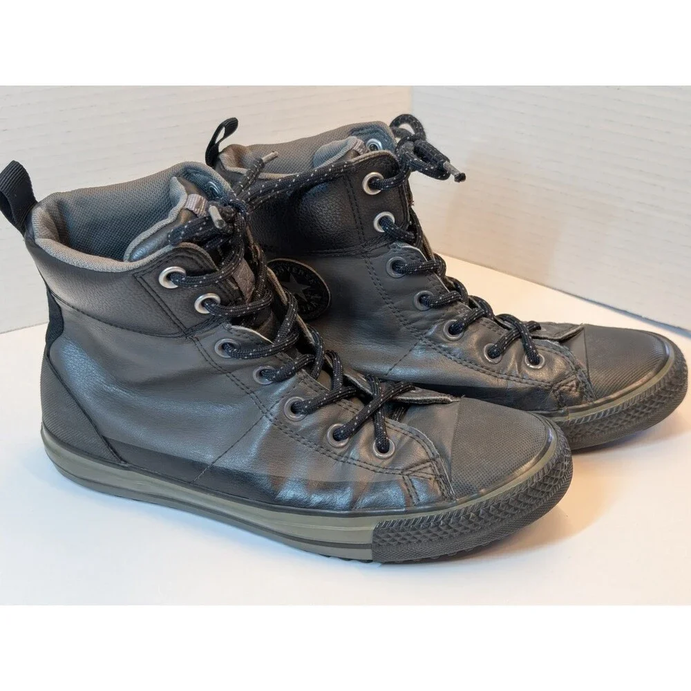 CONVERSE All Star Black Leather Sneaker Size 6 Street Chuck Shoes
